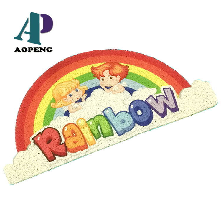 Custom Foot Mat PVC coil door mat Rainbow Pattern Kids Plastic Floor Mat