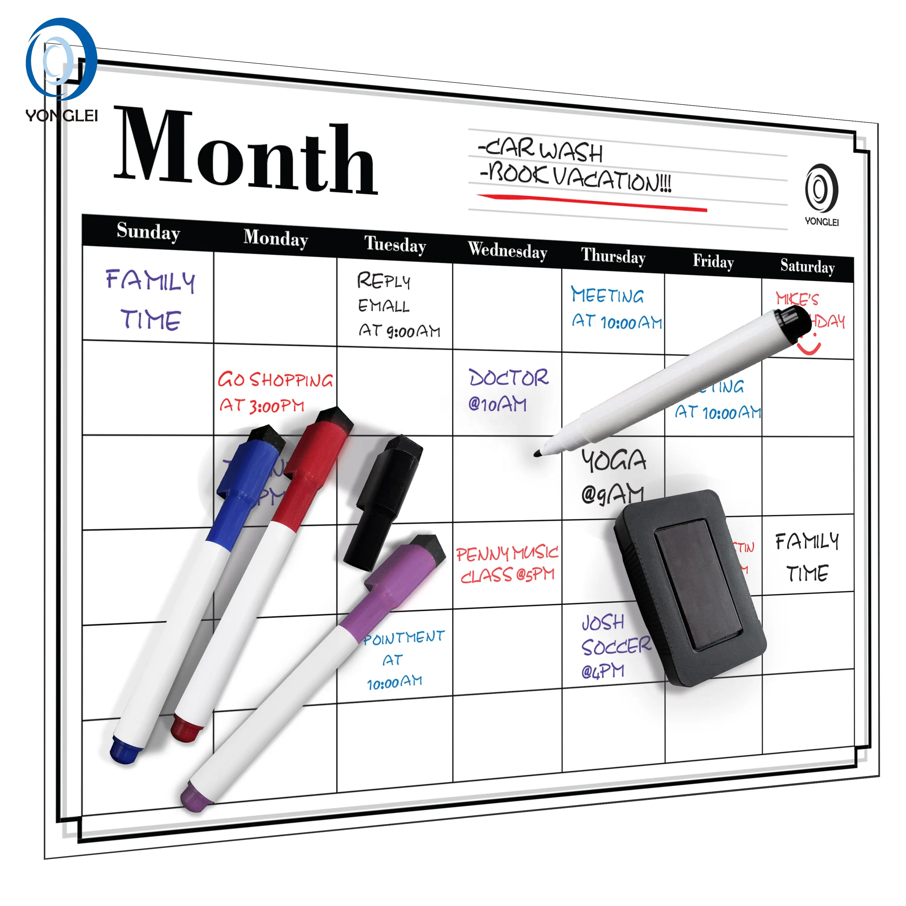 5.8-3A2 Dry erase monthly planner calendar refrigerator calendar family planner calendar