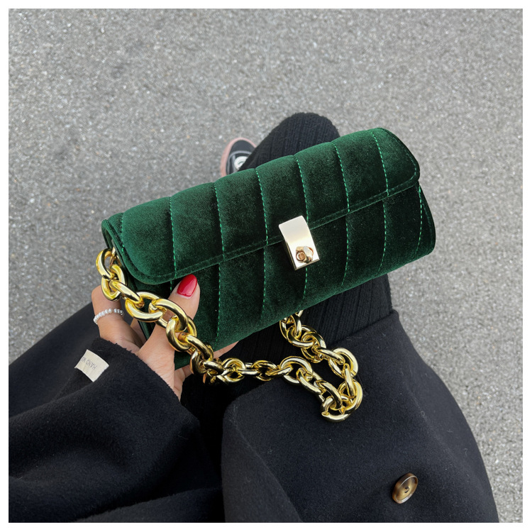 Luxury embroidery thread women hand bag ladies shoulder messenger small purse mini handbag velvet bags with chain