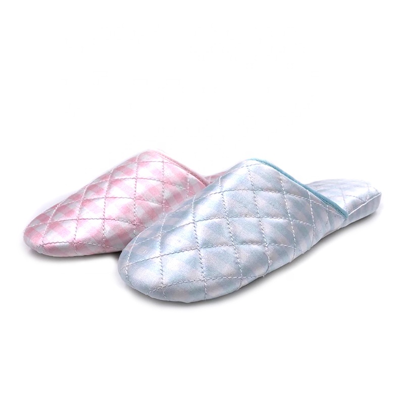 Fashion Spring Autumn Season Closed Toe Satin Ladies Flat Bedroom Home Indoor Slippers