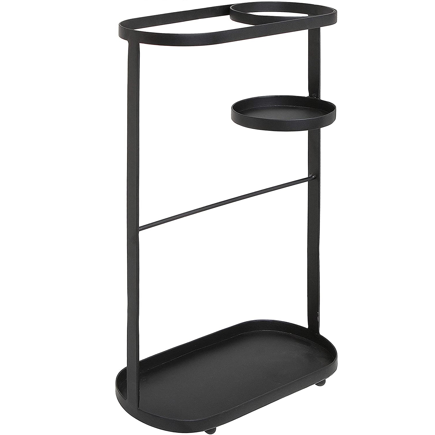 Modern Entryway Black Metal Umbrella Stand with Short Folding Umbrella Holder Storage Rack