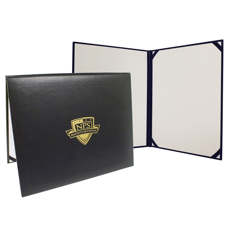 Blank Pu Leather Diploma Cover Gold Printing Logo School Certificate Holder Folder
