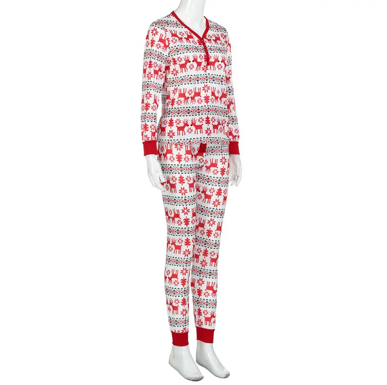 New Wholesale Family Matching Christmas Pyjamas Long Sleeve Nightwear Parent Kids Chritsmas Home Clothing Parent-child Suit