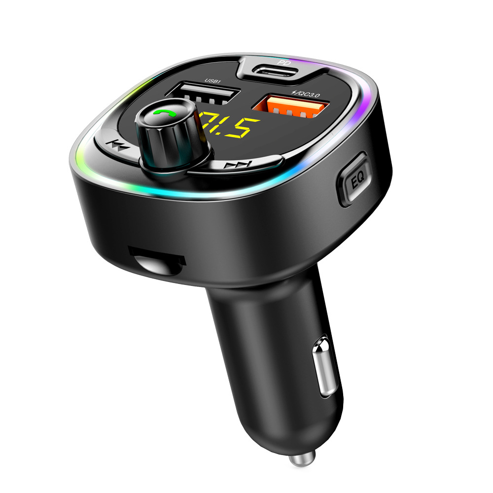Blue tooth Car kit MP3 player FM modulator Transmitter Car Charger With 7 Colors Light 18W PD Charging QC3.0 Fast Charging
