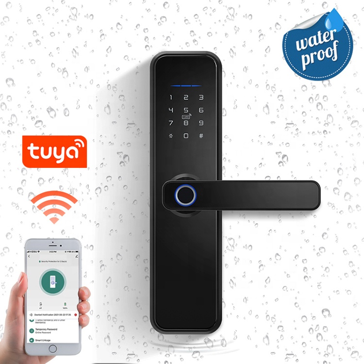 Водонепроницаемые умные lockwifi приложение Smart дверной замок алюминий отпечатков пальцев внутри цифровая ручка без ключа Tuya Smart замок