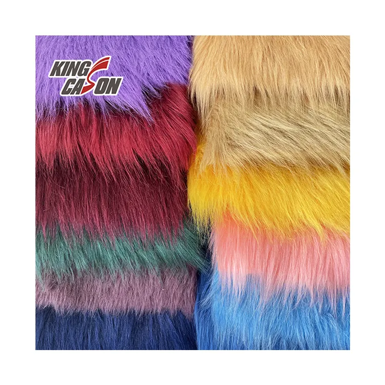 Kingcason Factory Wholesale 100% Polyester Luxury Colorful Color Customization 4 CM Long Pile Thick Faux Fur For Garment