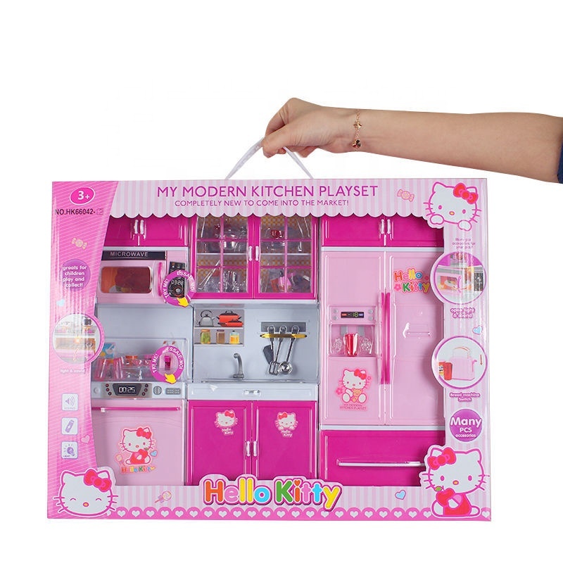 Sanrio KT Mini Kitchen Cooking Utensils Miniature Dollhouse Doll House Play Kitchen Accessories Toy Kids