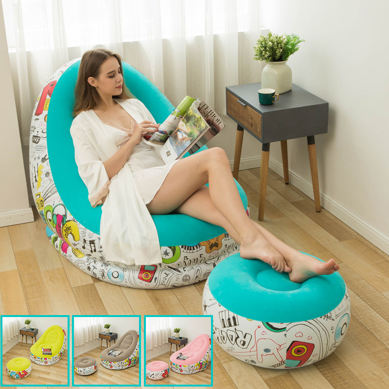 Factory Good Quality Relax PVC Inflatable Sofa Chair Inflatable Air Sofa Inflatable Sofa And Footrest For Living Room