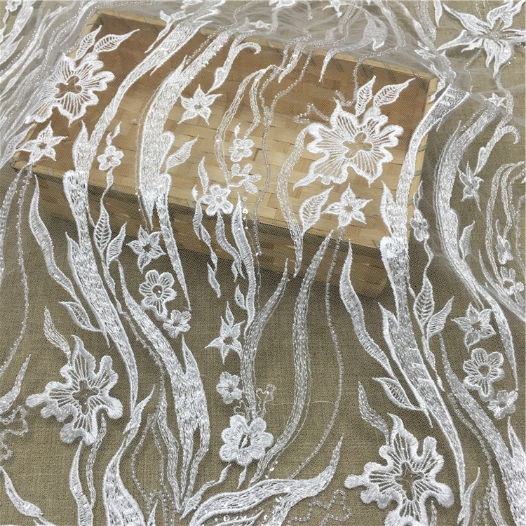 JORICE Wholesale Price Hot Selling Beaded Lace Fabrics Sustainable Lace Fabric