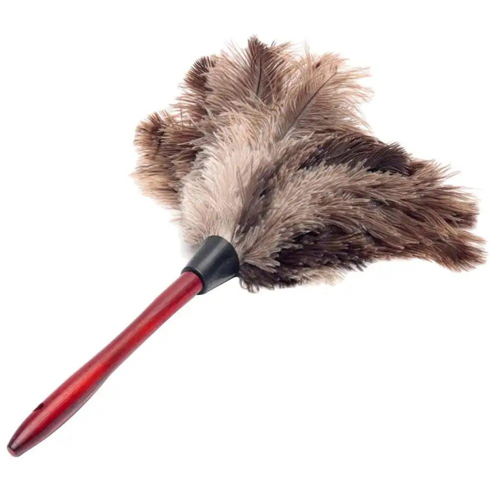 Anti-static Duster Ostrich Fur Wooden Handle Brush Duster Dust Cleaning Tool Household Dusting Brush Cleaning