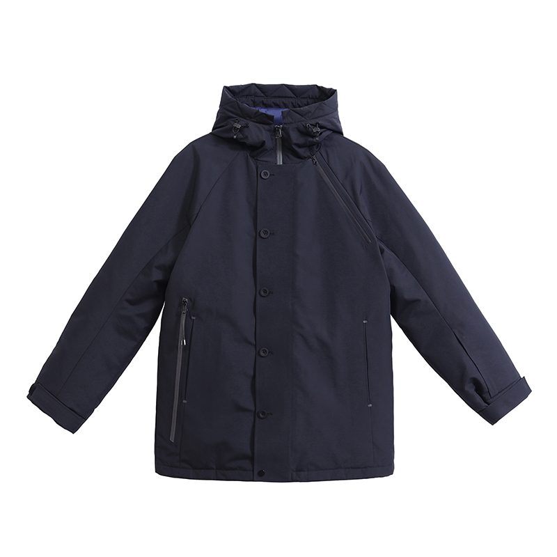 Winter New Men's Fashion Casual Thicken Warm Workwear Solid Color reflectabel waterproof zipper Hooded Down Jacket