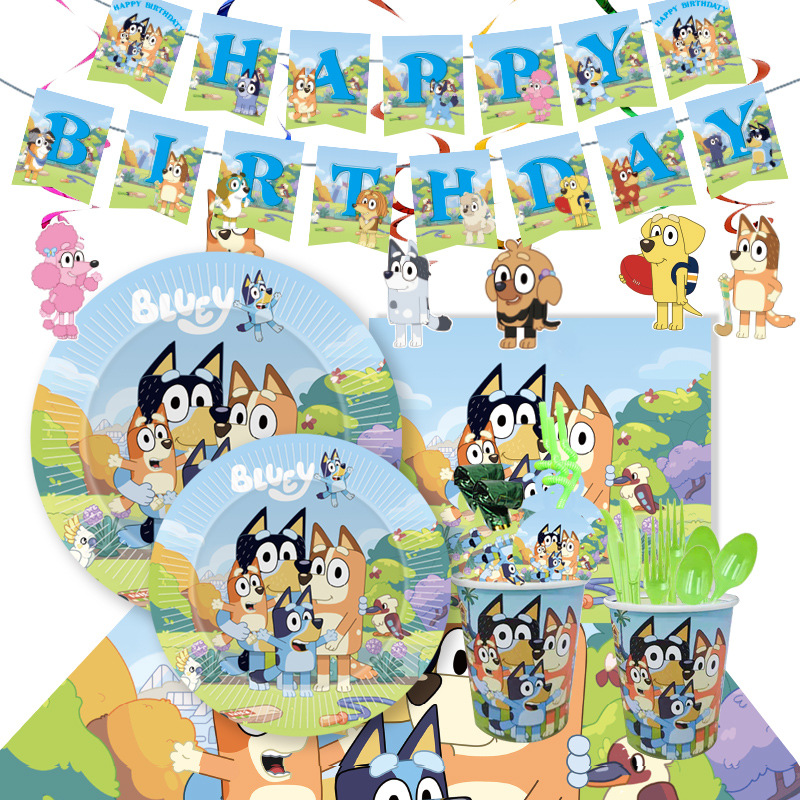 Высокое качество; Одежда с героями мультфильмов Bluey тематическая вечеринка принадлежности баннер воздушные шары на день рождения украшение в стиле для вечеринок
