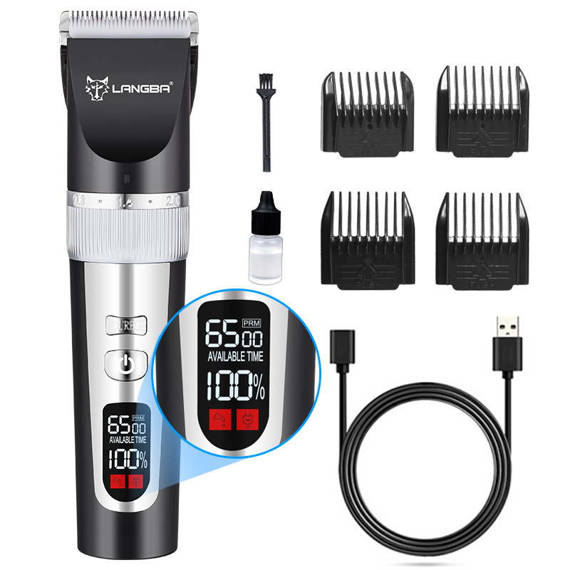 LANGBA 4-speed Rechargeable Pet Clippers Professional Cat Dog Electric Grooming Remover Cutting Machine with Battery Indicator