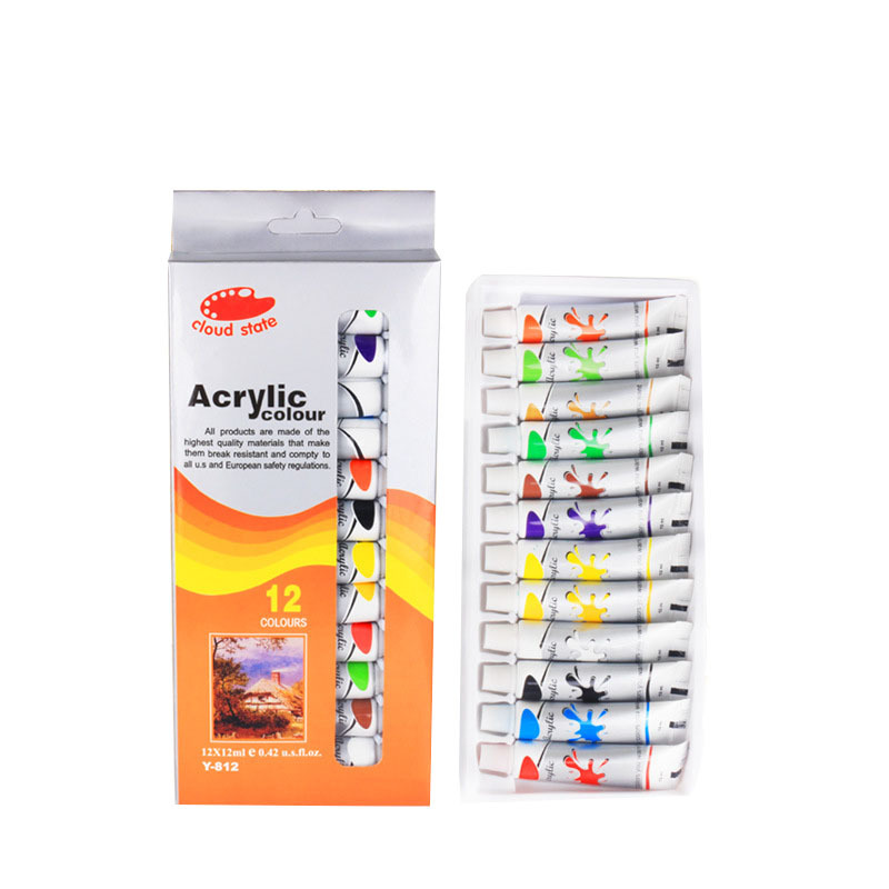 Wholesale aluminum tube painting Acrylic Paints Children's hand painting best 12 colors acrylic paint set for canvas