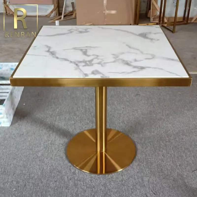 Популярный современный квадратный мраморный золотистый журнальный столик, Роскошный Гостиничный стол