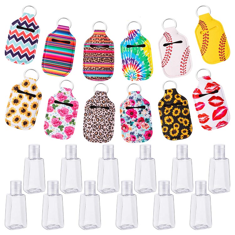 Stocked Portable Sublimation Neoprene Mini Keychain Chapstick Hand Sanitizer Bottle Holder with Christmas Design