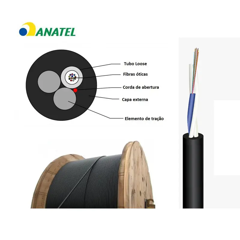 Self support ASU 80m cable 12 cores ADSS use for Brazil market with Anatel