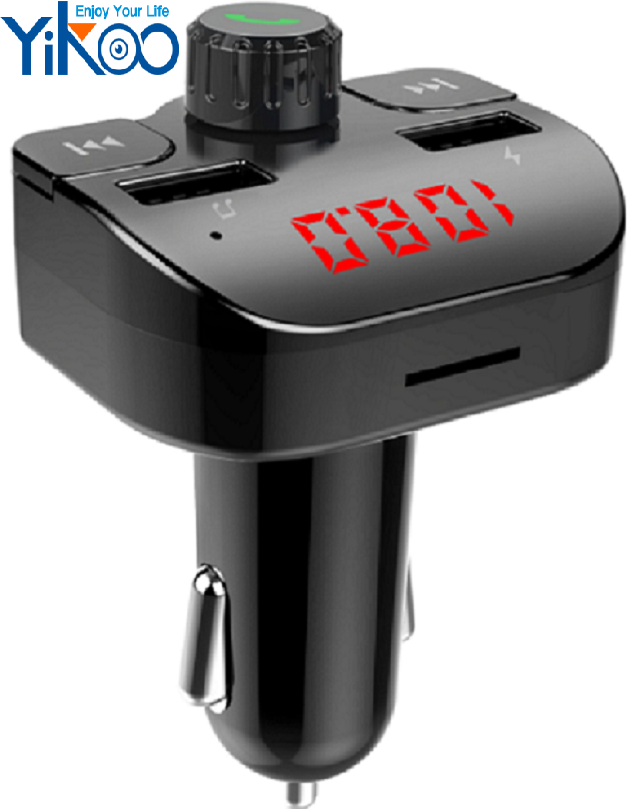 Yikoo OEM Многофункциональный телефон с двумя USB-портами автомобильное зарядное устройство Быстрая зарядка мощная Совместимость с Bluetooth