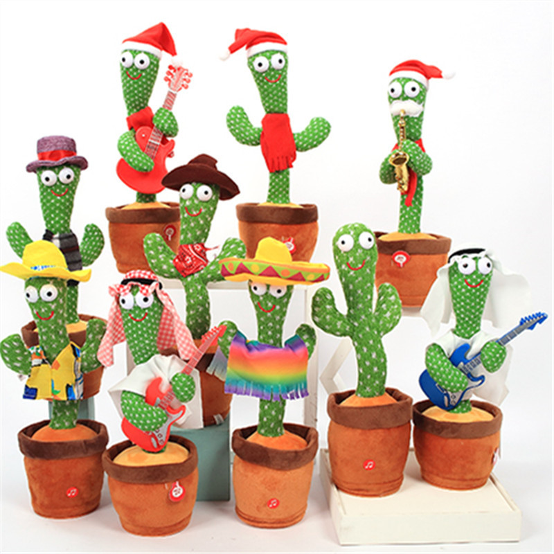 2021 Hot Selling Singing Dancing Saxophone Cactus Plush Toys Recording Toy Electric Dancing Cactus