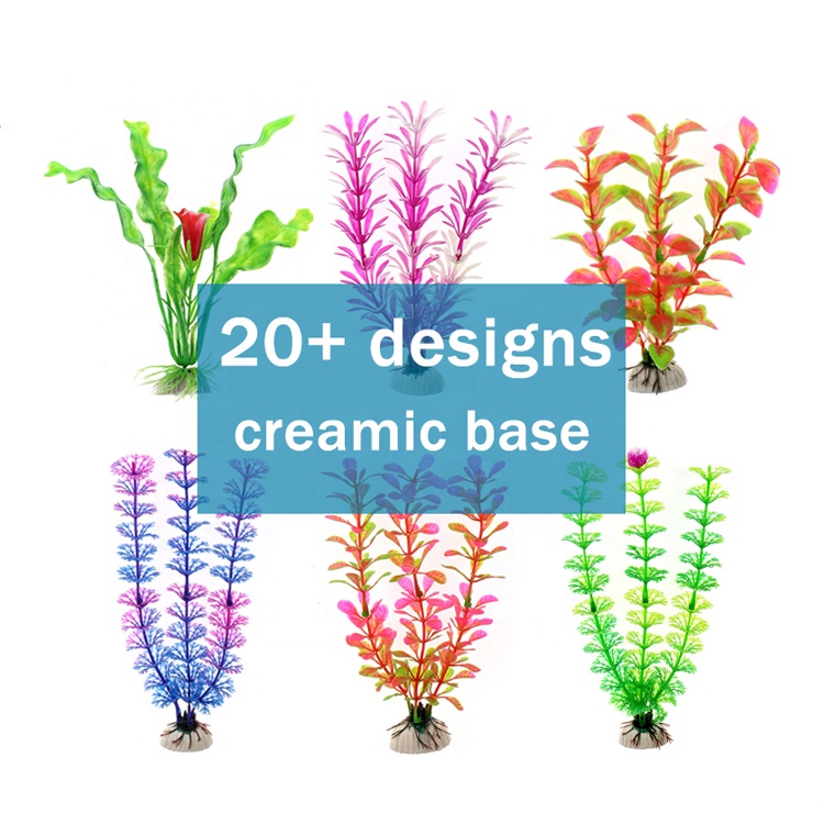 Hot Sale 37CM artificial underwater plants aquarium fish tank decoration green purple water grass viewing decorations