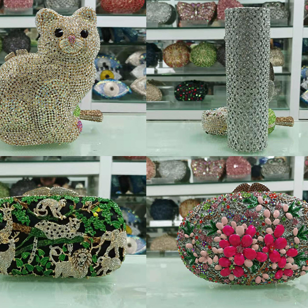 Guangzhou felicia wholesale price evening crystal clutch heavy women rhinestones bag
