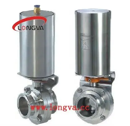 Stainless Steel 304 Sanitary Tri Clamp Pneumatic Butterfly Valves