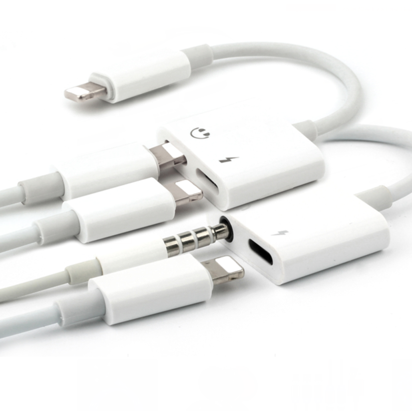2 в 1 3,5 мм разъем аудио наушники зарядное устройство USB разветвитель адаптер конвертер для iPhone X