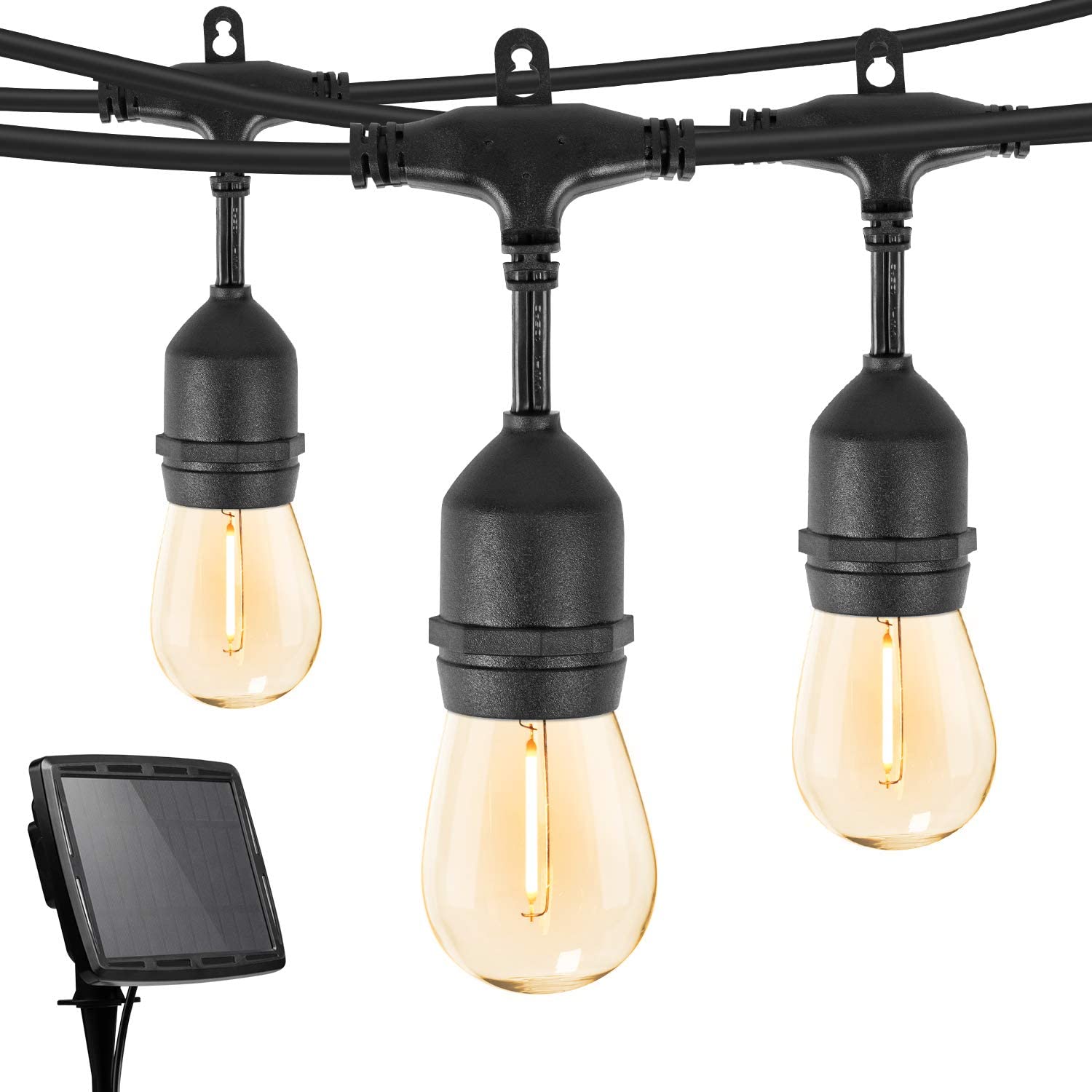 Waterproof LED Outdoor G40 S14 Solar String Light Vintage Bulb Create Bistro Ambience Hanging Light For Gazebo Commercial Grade
