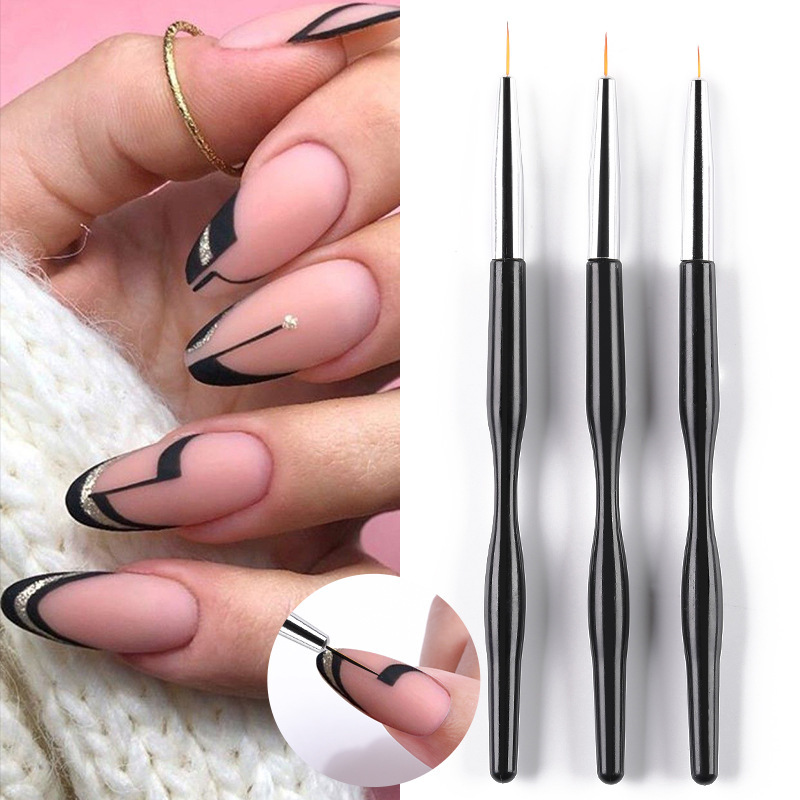 Professional 3 Pcs Nail Art Brush French Stripe Brush Set For Manicures Beauty Ultra Thin Nail Gel Brush Decoration For Nails