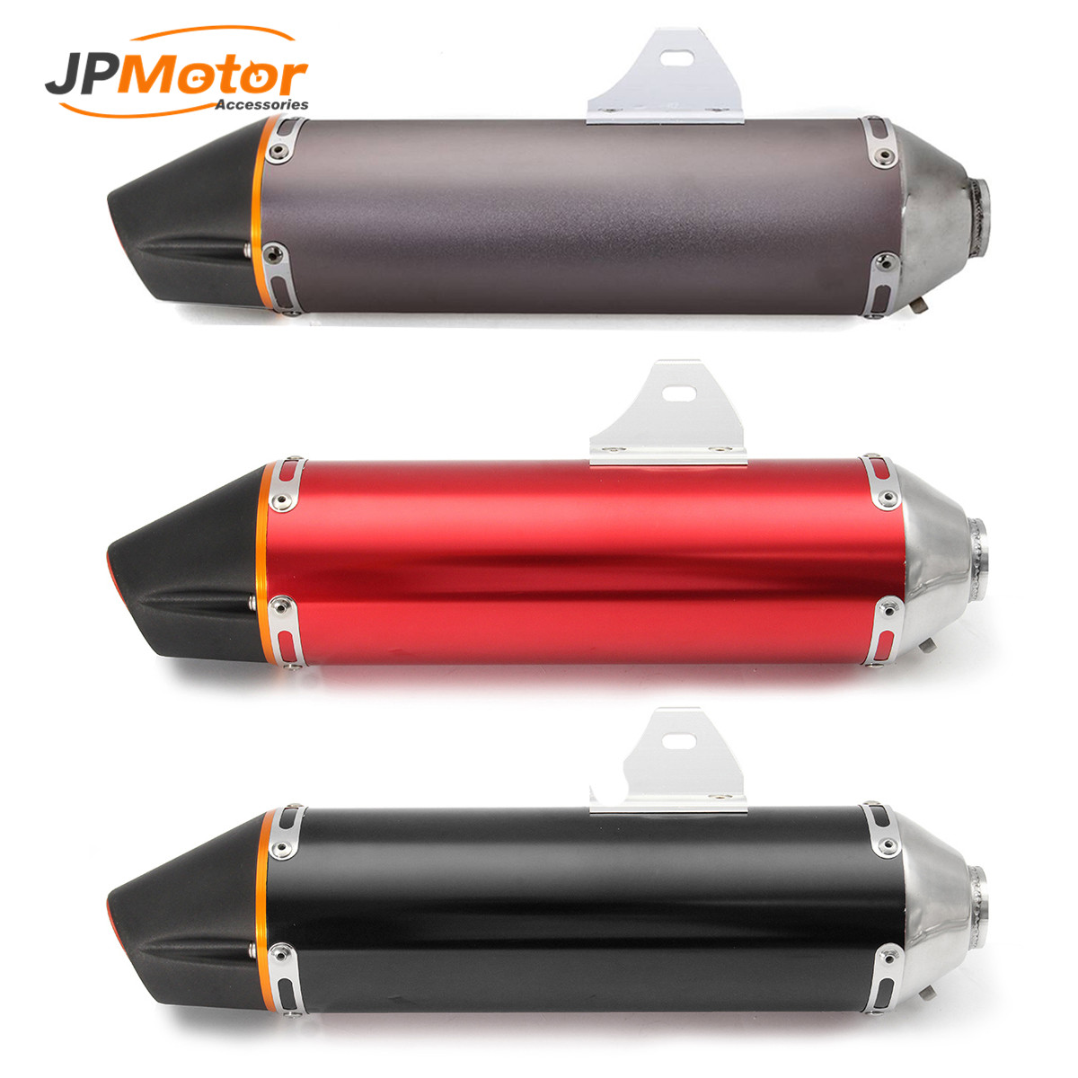 JPMotor универсальный глушитель выхлопной системы без шнуровки глушитель из алюминиевого сплава труба для CRF230 гоночный глушитель выхлопной трубы