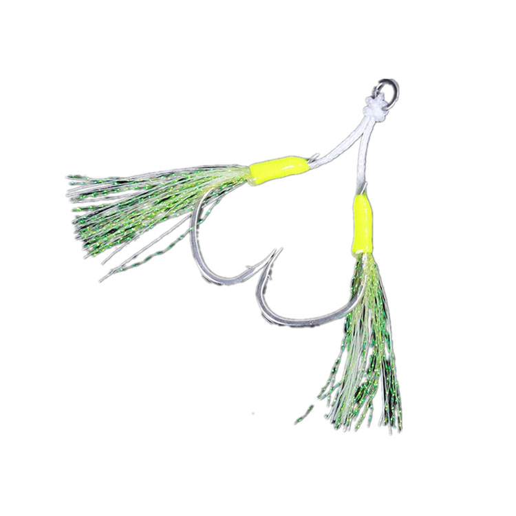 Top Right Fh301 Luminous Double Hook Multi Sizes High Carbon Steel Slow Jigging Hooks Assist Fishing Hooks