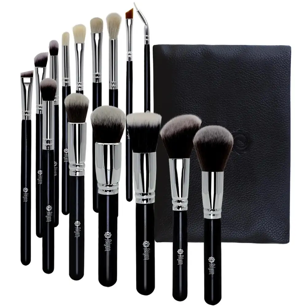 15pcs High End Synthetic Goat Hair Private Logo MakeupBrushes Set With PU Bag