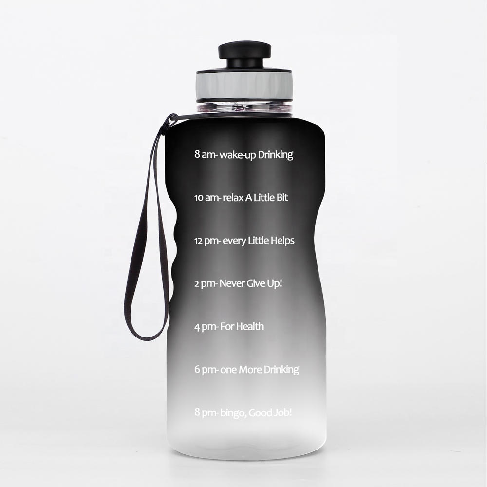 Международная электронная коммерция BPA бесплатно Пользовательский логотип половина галлона PETG пластиковая бутылка для воды 2,2 литра с маркером времени