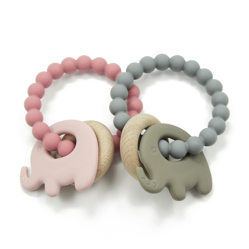 Custom Design Food Grade BPA Free Silicone Chewing Baby Teether Silicone Teething Bead Bracelet