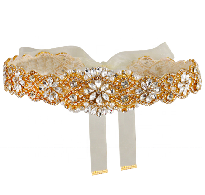 Women Wedding Dress Belt for Bride Flower Floral Rhinestone Sash Crystal Bridal Belt for Wedding