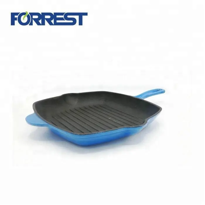 12 Inch Square Pre-Seasoned Cast Iron Grill Skillet Pan