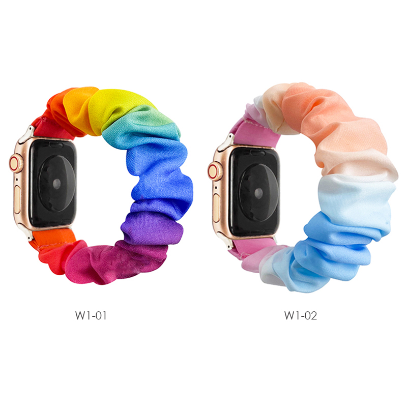 Эластичный ремешок Scrunchy для Apple Watch, сменный ремешок для наручных часов с цветочным рисунком, ремешок для iWatch 44 мм 38 мм