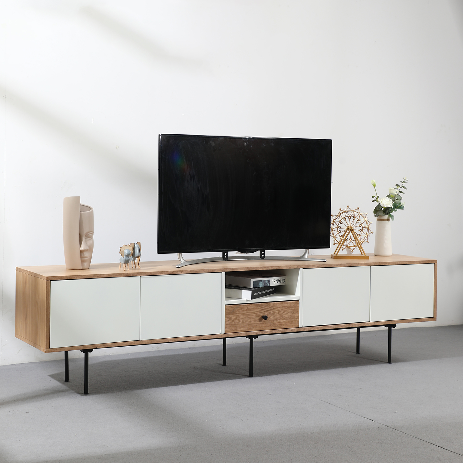 Living Room Furniture Simple Fashion Design Wood TV Stand and Table set / TV Cabinet with drawer