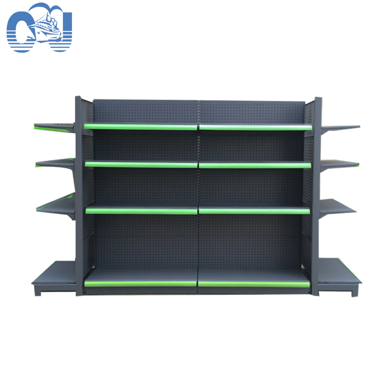 Customized Color Hypermarket Single Sided Grid Display Shelf Gondola Supermarket Shelf