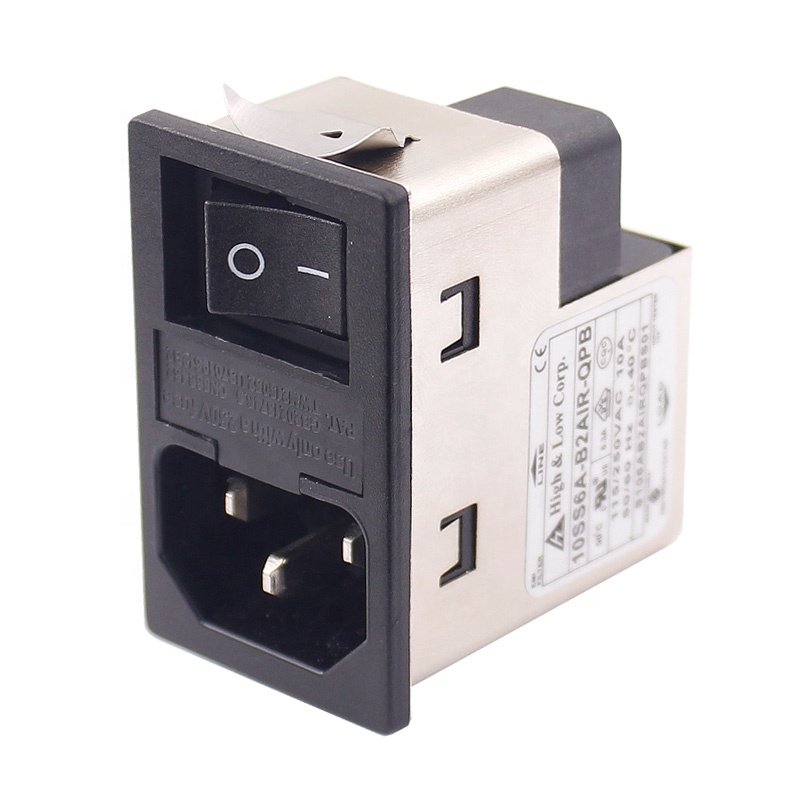 Силовой модуль с двойным разъемом IEC 320 C14 AC EMI EMC шумоподавляющий фильтр с лодочным переключателем с двойным держателем предохранителя