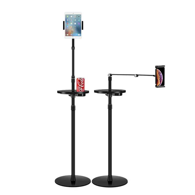 360 Degree Swing Adjustable Height Universal Flexible Foldable Long Arms Tablet Floor Stand for Standing Sitting Lying Down Use