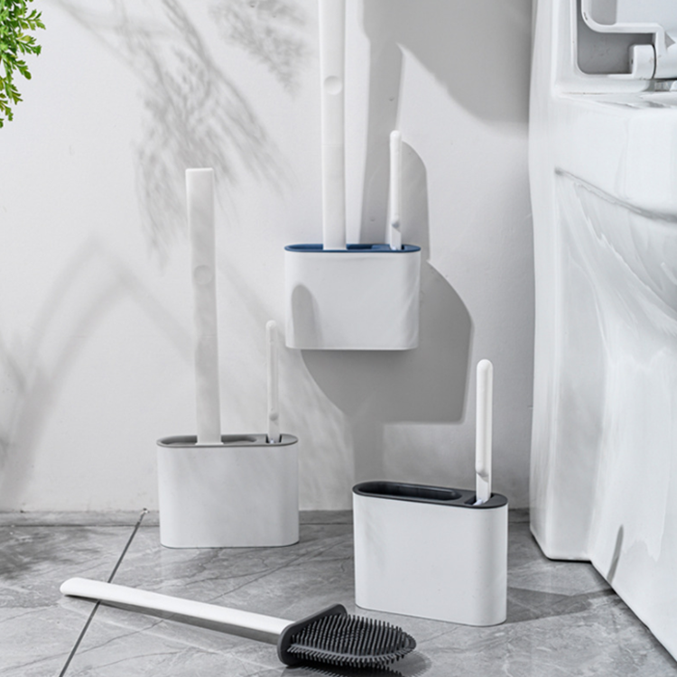 Cheap Hot Sale Top Quality Home Wall-mounted 2 in 1 TPR Silicone Toilet Brush with Flexible Brush Head Comes with A Small Brush