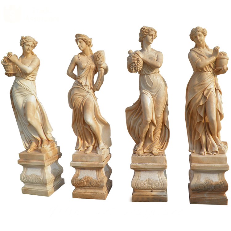 Garden decoration white four seasons marble statue