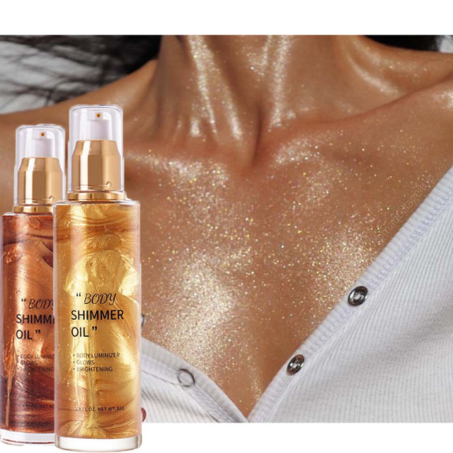 AH Private Label Shimmer Mist Spray Liquid Highlighter Glitter Body Shimmer Oil for Face Body