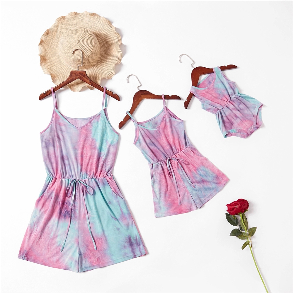 New Design Custom Mommy and Me Women's Clothing Parent Child Rompers Tie-Dye Mommy And Me Jumpsuit