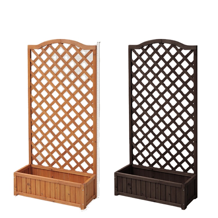 Outdoor anti-corrosion climbing vine flower rack solid wood floor long flowerpot grid rack