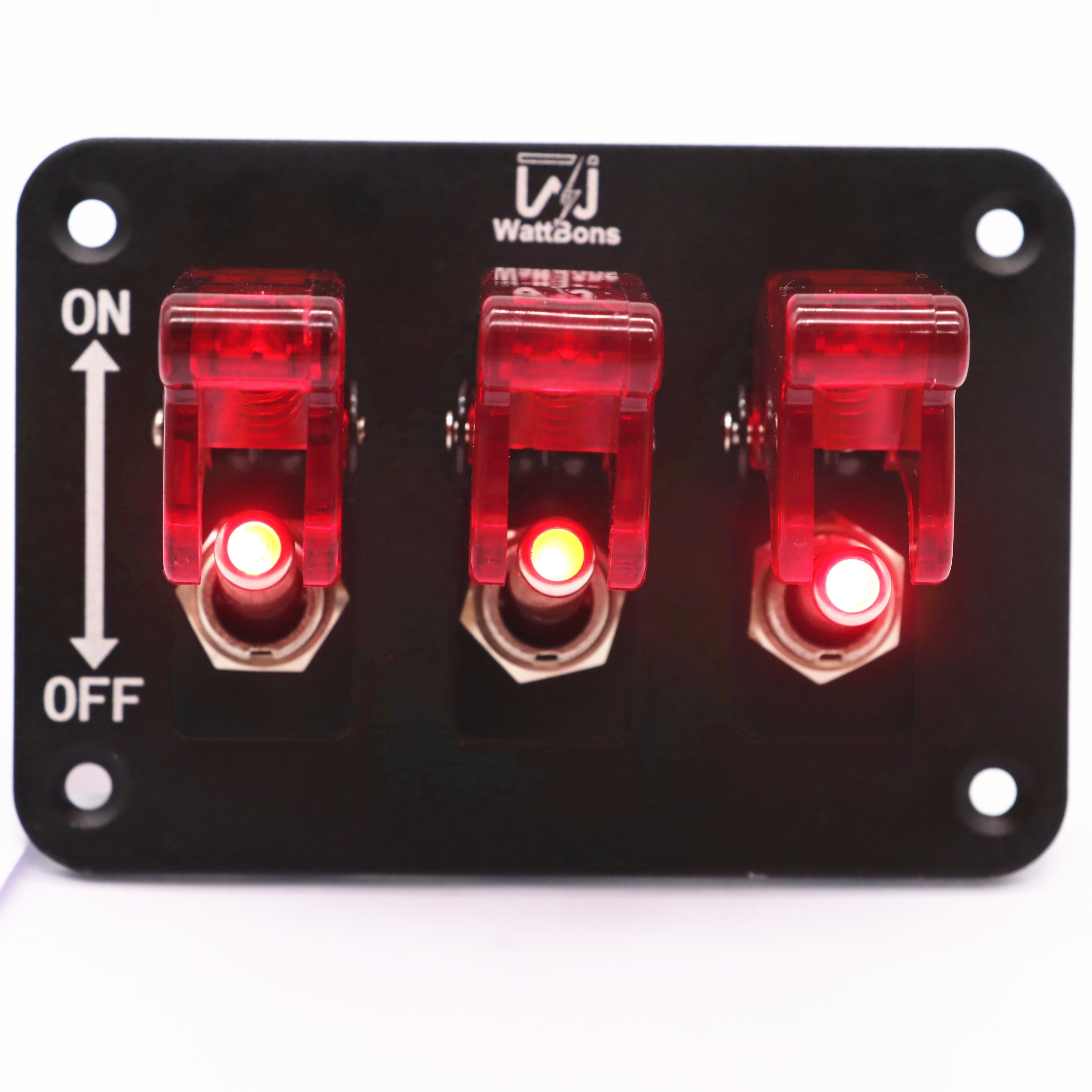 Wattbons 3 Gang рычажный Переключатель ВКЛ/ВЫКЛ на 12V рычажный выключатель света Панель со светодиодной подсветкой и откидная крышка панель переключателя