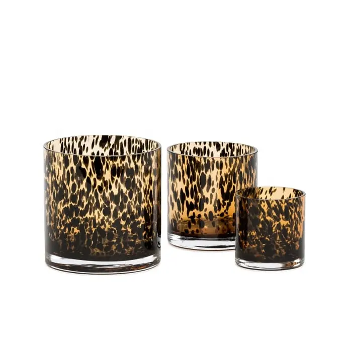 leopard spotted glass candle jars for home decoration