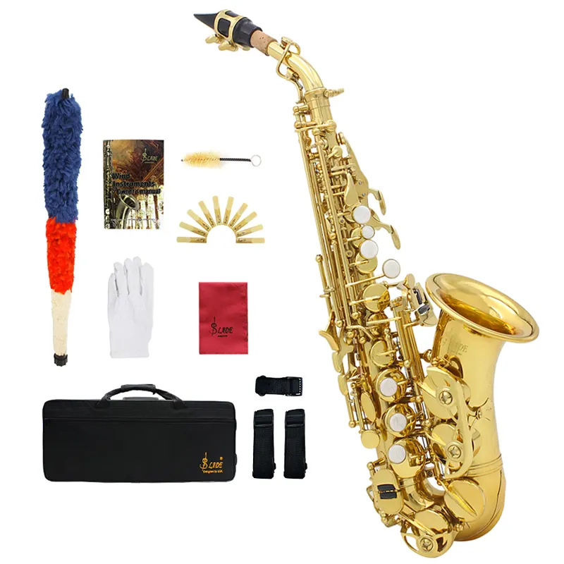 SLADE china professional instrument Bb high tone cheap gold silver types classical style soprano saxophone with accessories case