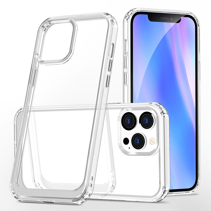 Чехол для телефона iPhone 13 PRO Max амортизирующие углы Гибкая Рамка устойчивая к царапинам жесткая задняя прозрачная крышка